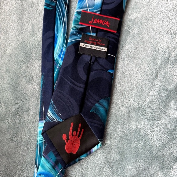 J.Garcia snake in juggling show collectors Blue and Black Abstract Tie 100% silk - Picture 4 of 7